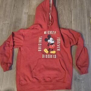Disney Forever Mickey Mouse Classic Womens Hoodie Large (11-13) Red Sweatshirt‎
